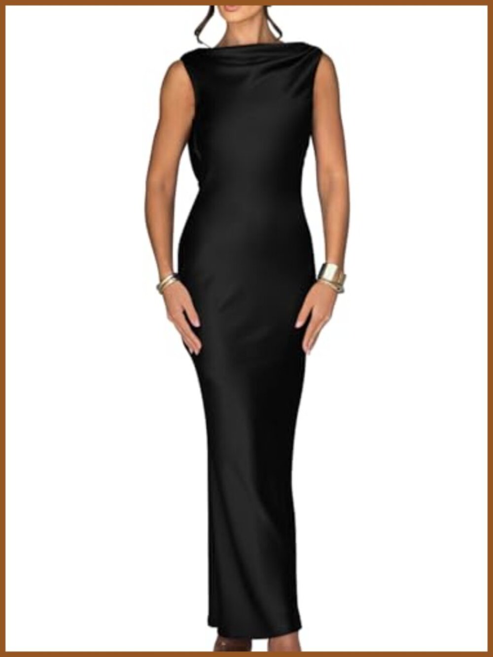 Sleeveless High Neck Tie Satin Maxi Dress Wedding Party Formal
